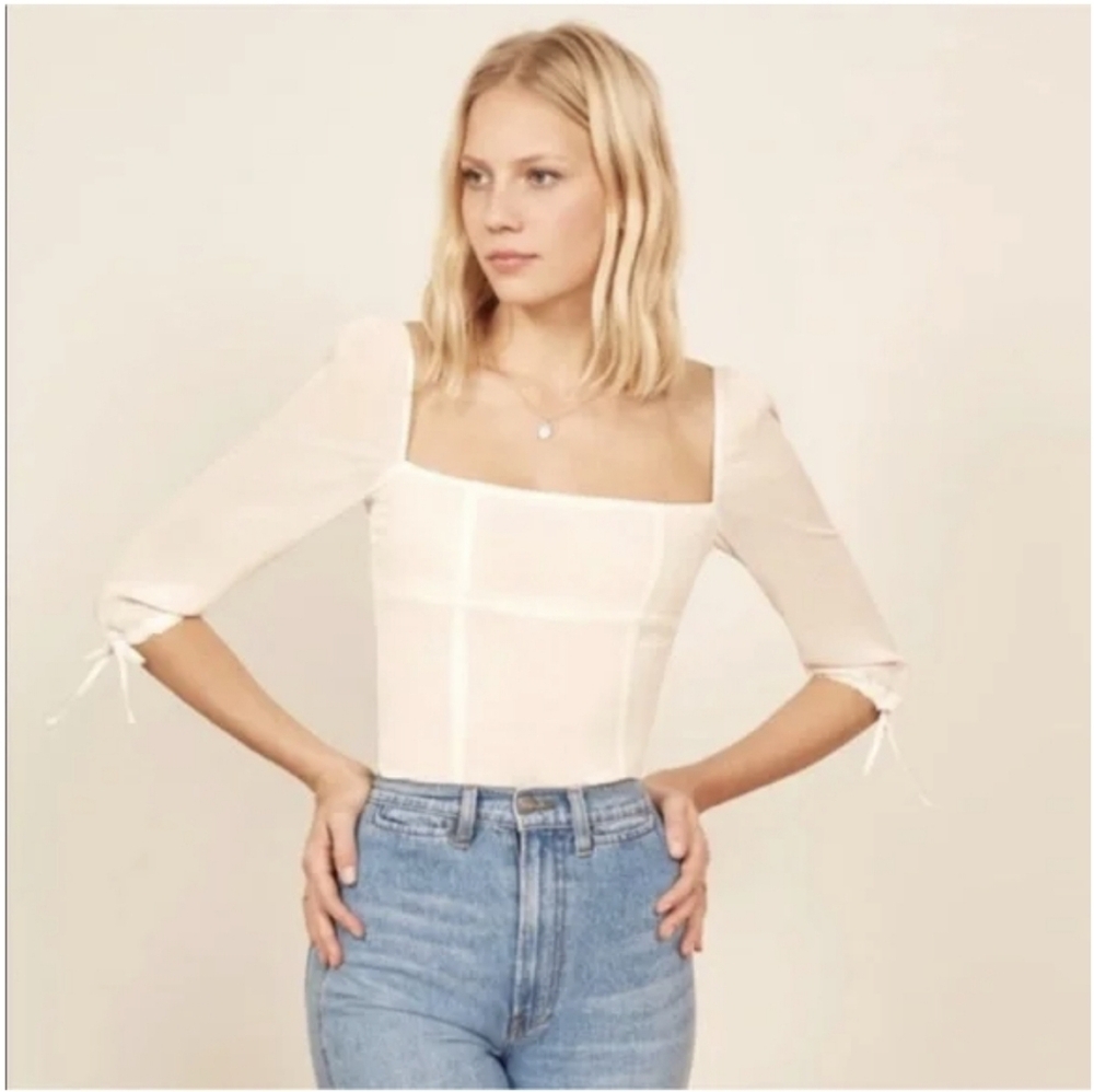 Reformation Grove Top, Ivory, Size 8